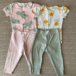 EUC Carter's Baby Girl Mix’n’Match Outfit Set, Pink & Green Cactus Flower, 18 Mo